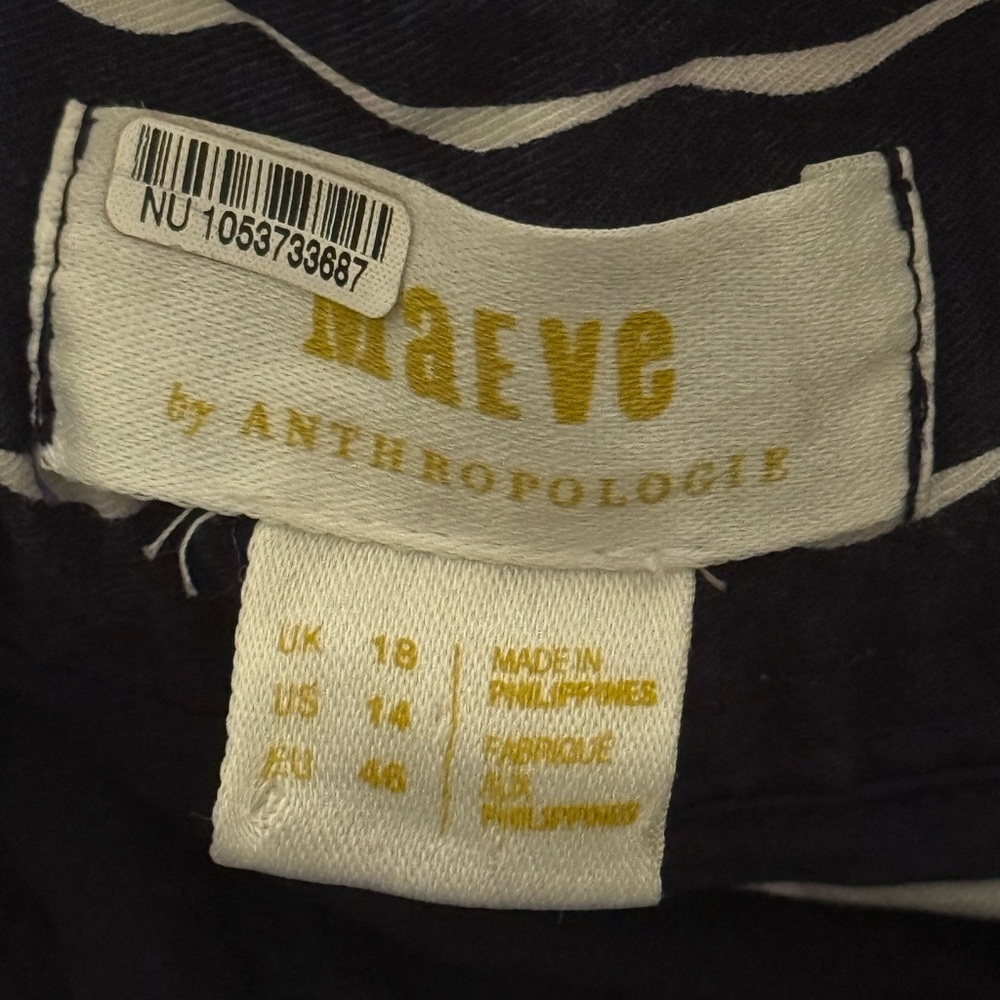 Maeve Anthropologie Derby Day Nautical Pinafore Navy Stripe Wide Leg Jumpsuit 14 - Picture 13 of 14